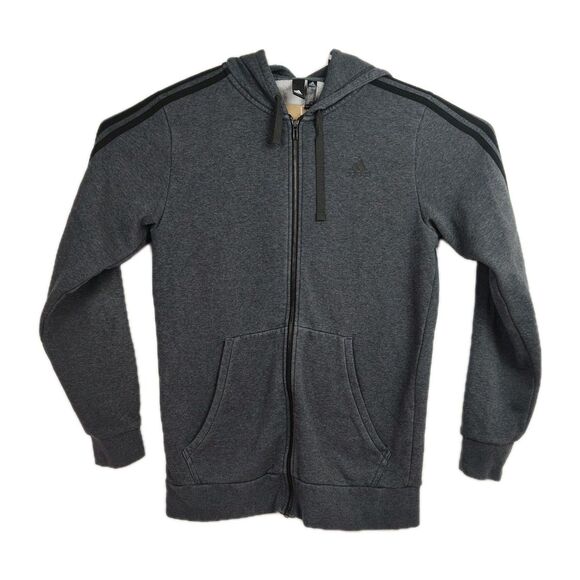 adidas Other - Adidas Full-Zip Sweatshirt Men's Size LT Dark Gray Hooded Pockets Long Sleeves